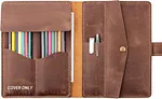 The right side of the Leather Artist Draw Pen Case features a sizable pocket with a snap button closure, ideal for storing pencils, erasers, notes, etc., and is further enhanced by two specially designed slots for rulers.
